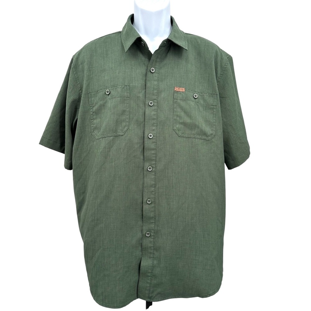 ORVIS Angler Work Shirt Short Sleeve 40+ UV Quick Dry Pine Green Men's XL